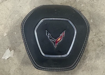 Airbag de roda de motorista Chevrolet Corvette 2020-2025 preto com costura cinza fabricante de equipamento original - Imagem 1 de 3