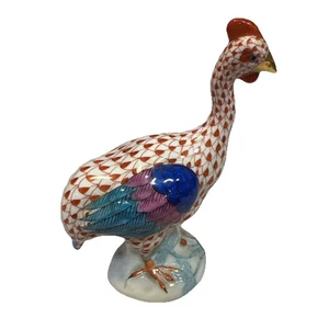 HEREND RUST FISHNET ROOSTER 5011 HAND PAINTED FIGURINE HUNGARY - Picture 1 of 11