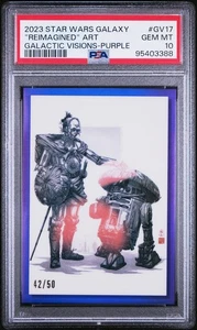 2023 Topps Chrome SW Galaxy Reimagined Art R2D2 & C3PO #GV-17 Purple /50 PSA 10 - Picture 1 of 3