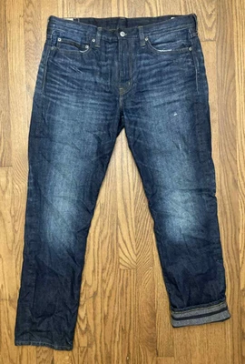 Pantalones de mezclilla J Crew para hombre 36x32 azul 770 rectos Kaihara japonés forrados con bigotes Foto 1 de 4