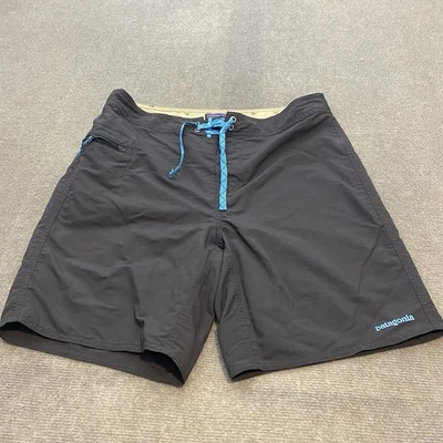 Patagonia Trunks Board Short Mens Size 34 Black Blue Trim Swim Logo Wavefarer - Image 1 of 4