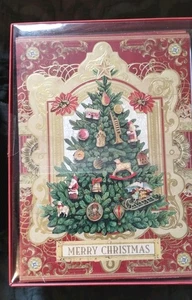 set 15 Punch Studio VICTORIAN TREE  CHRISTMAS CARDS vintage inspired NEW - Picture 1 of 2