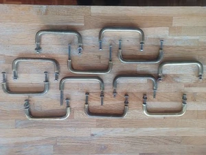 Set Of 12 Solid Brass Drawer Handles c.1960 or earlier 1" X 3.75" approx - Picture 1 of 3