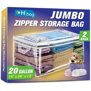 20 Gallon Large Storage Bag for Clothes, Zipper Clothing Storage Bag, Clear O... - Picture 1 of 7