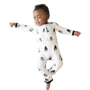 Kyte Baby Bamboo Christmas Trees White Midnight Romper Longalls 2T Winter NWT - Picture 1 of 6