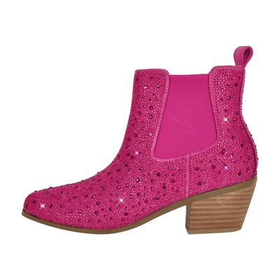 Mujeres Brillo Botines al Tobillo Tacón Medio Grueso Bloque Informal Chelsea Botas Talla US10 Foto 1 de 4