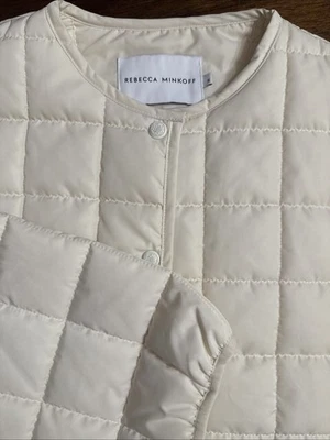 Rebecca Minkoff Cream Box Quilted Snap Front Jacket Women’s Size Medium NWOT - Image 1 of 4