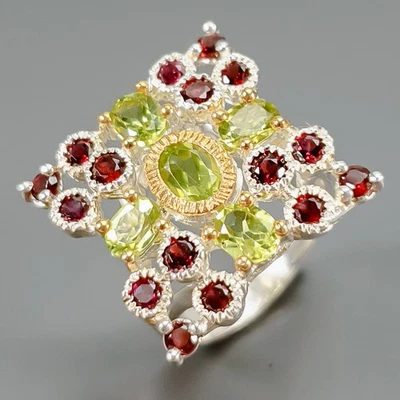 Jewelry Natural Peridot Ring 925 Sterling Silver Size 6.5 /R424999 - Image 1 of 4