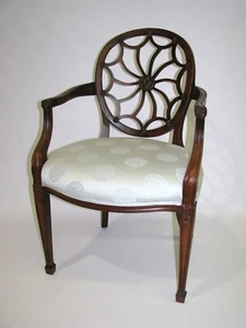 Edward Ferrell "Cobweb" Open Armchair; Trade Only Asian Inspired Fabric - Picture 1 of 11