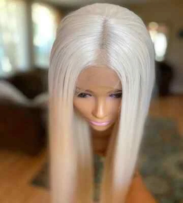 LOVELY ALICE Platinum Blonde Lace Front Wigs Heat resistant hair Long Straight Glue less Soft