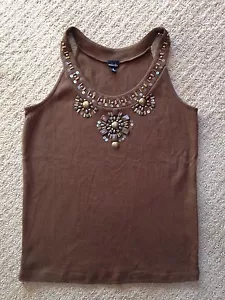 Top donna Rafaella marrone in maglia con perline usato in ottime condizioni - taglia S - Foto 1 di 2