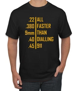 Camiseta gráfica todo más rápido que marcar 911 munición profesional pistola humor para hombres - Imagen 1 de 26