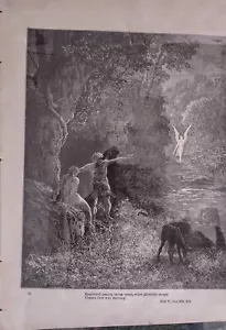 Coming Of Raphael Christianity Gustav Dore 1890 Engraving Paradise Lost Antique - Picture 1 of 5