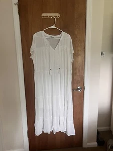 Sonoma XL White Tiered Summer Midi Dress Eyelet Boho Romantic Cottage Vaca Beach - Picture 1 of 6