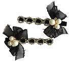 Al0075   Black Bow With Pearls And Colourful Sequin Hair Slids   2 Pieses