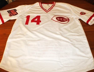 PETE ROSE AUTO CINCINNATI REDS/BIG RED MACHINE 1975 WS CHAMPS "STAT" JERSEY-JSA - Picture 1 of 9