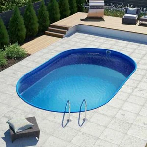 8,00 x 4,00 x 1,20 m ovaler Pool Silber Set eingelassen blaue Folie 0,8 mm - Bild 1 von 16