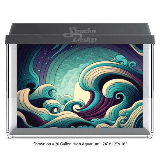 Fondo de vidrio pintado dibujado océano mar poliéster pecera fondo acuario Foto 1 de 1