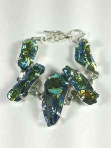 7,4-8" verstellbar TITAN DRUZY AURA QUARZ STERLINGSILBER KNEBELARMBAND 33g - Bild 1 von 12