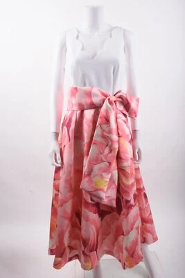 Vestido Theia Daphne para mujer lazo talla 8 rosa blanco floral sin mangas cuello en V nuevo con etiquetas Foto 1 de 4