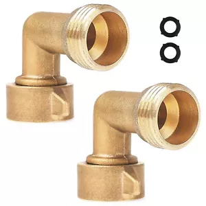 2Pack 90 Degree Hose Elbow - RV & Garden Faucet Adapter 3/4" Solid Brass - Picture 1 of 6