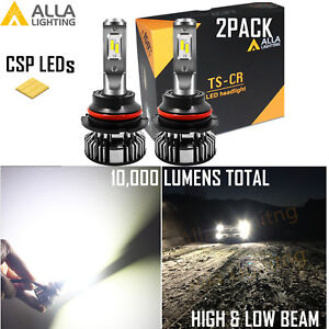 Alla Bright Shinning White LED 9007 Headlight Bulb Replacement,Short Fan Fit Cap