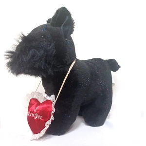 Vintage Valentine Scotty Dog Plush Scottish Terrier Diamond Plush Toys - Picture 1 of 5