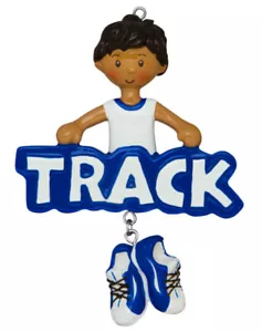 Track Boy African-American Personalized Christmas Ornament, Sport Ornaments, A - Picture 1 of 2
