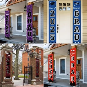 1 Pair Class of 2025 Graduation Banner, Hanging Door Porch Signs Grad Decoration - Picture 1 of 25