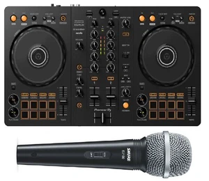 Pioneer DDJ-FLX4 2-Ch DJ Controller + SHURE SV100-W Cardioid MIC w/ Cable NEW - Picture 1 of 8