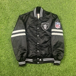 Vintage 1980s Oakland Raiders Shain Satin NFL Varsity Football Jacket Size Large - Picture 1 of 8