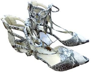 MARC FISHER Truthe Snake Beige Taupe Lace-Up Tie 3" Stiletto Heels Sexy Pumps 7 - Picture 1 of 10