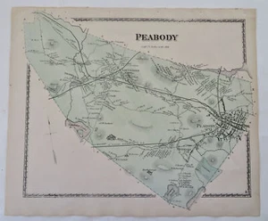 Peabody Essex County Massachusetts 1872 detailed map Brookdale Locustdale - Picture 1 of 6