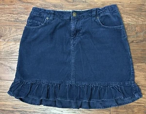 Lands End Kids Corduroy Skort Girls Size 16 Navy Blue Uniform Ruffled Adjustable - Picture 1 of 6