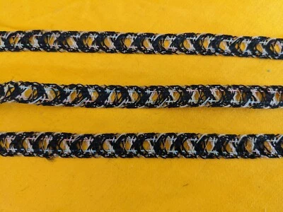 VICTORIAN 19TH C BLACK & WHITE TRIM W METALLIC GOLD THREAD - Image 1 of 2