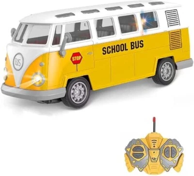 Remote Control Vintage School Bus-1:30 Scale City Bus with Lights & 4-Channel - Image 1 of 4