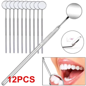 12 PCS Dental Mouth Mirror #5 w/Handle Stainless German Grade Dental Instruments - Afbeelding 1 van 6