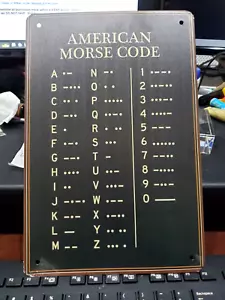 Blechschild AMERICAN MORSE CODE Man Cave Bar Garage Neu versiegelt ca. 8”x12” Neu - Bild 1 von 3