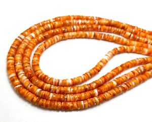AAA Natural Native American Orange Spiny Oyster Rondelle Polished Beads PG221B