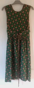 Vintage Corduroy Dress Pinafore Apron Wrap Style Floral Country Cottage UK 10 - Picture 1 of 5