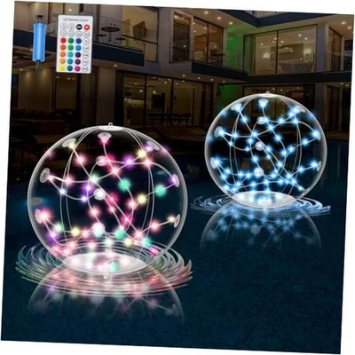 Solar Floating Pool Lights, 14.5" RGBW Inflatable LED Balls 2 Pack Multicolor - Image 1 of 4