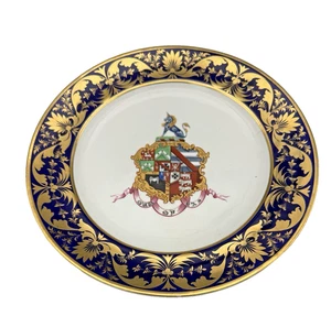 Antique Fine Derby English Armorial Crested 10” porcelain Cabinet Plate - Picture 1 of 5