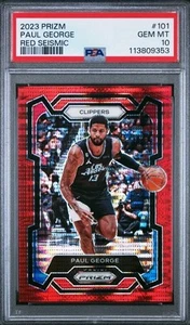 Pop 3 2023 Prizm Paul George Red Seismic PSA 10 Gem Mint /299 Panini Clippers - Picture 1 of 3