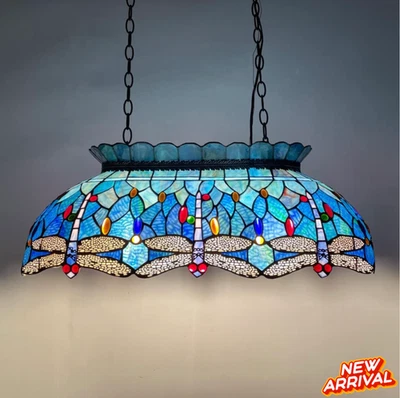 Tiffany Style Pool Table Light Vintage Style Stained Glass Billiards Chandelier - Image 1 of 4