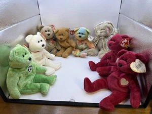 TY Beanie Babies Bear Lot of 8 w/ Tags – Peace, Halo, Valentino, Champion - Picture 1 of 4
