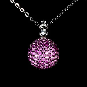 925 Sterling Silver Necklace Ruby Myanmar Round Diamond Cut Gemstone Jewelry 18 - Picture 1 of 14