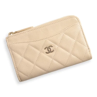 CHANEL Matelasse Estuche Fragmento Monedero Piel de becerro Granulada, Beige AP3179 Foto 1 de 4