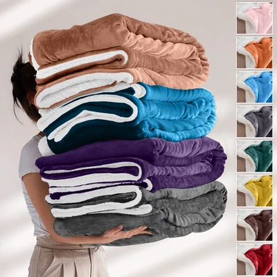 Plush Sherpa Fleece Blankets for winter Soft Warm Thick Bedding Throw Twin Queen - Image 1 of 4