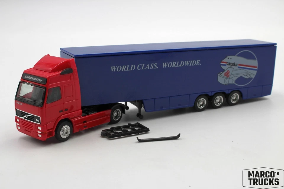 Albedo Volvo FH16 Globetrotter box semitrailer truck blue/red "Cargolux" 1:87 /A - Image 1 of 1