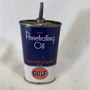 Vintage 1960’s GULF Penetrating Oil Empty Metal Handy Household Oil Can - Picture 1 of 6